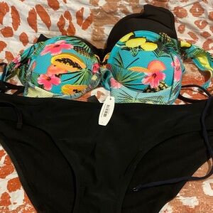Adore Me Tropical Floral Bikini with Black Bottom